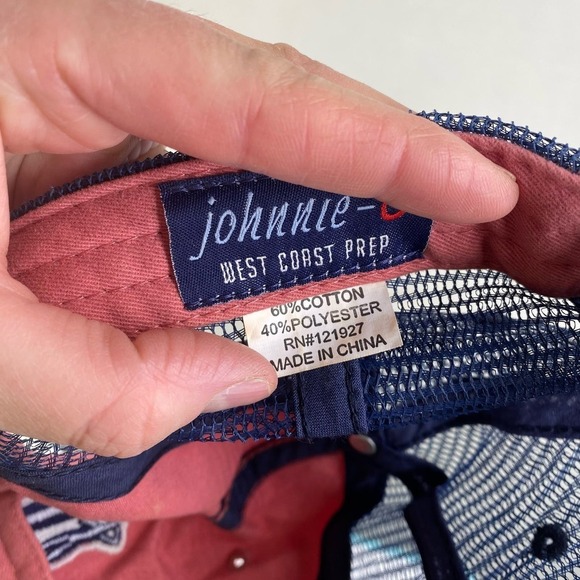 Johnnie-O Greco Trucker Snap Back Pink and Blue 3D Logo Print Hat - Picture 4 of 5